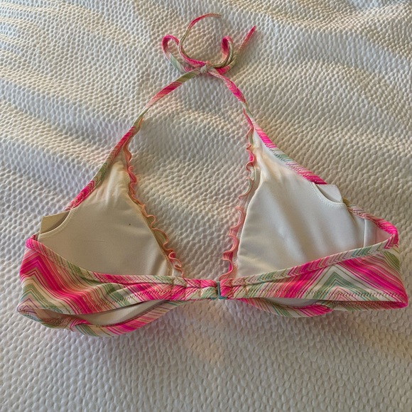 Like New Victoria’s Secret String Bikini Top Pink White 34C - Picture 2 of 2